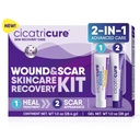Cicatricure Kit de récupération de la peau : Gel de cicatrice avancé et soins de la plaie ouverte Onguent antibiotique, réduit les marques stretch, les cicatrices chirurgicales et d'acné, traite les coupures et les brûlures, 1 oz chacun - pour les adultes et les enfants