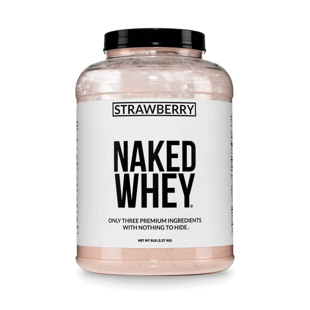 NAKED Strawberry Whey Protein - Alle natürlichen Gras Fed Whey Protein + Getrocknete Erdbeeren + Coconut Sugar- 5lb Bulk, GMO-frei, Sojafrei, Glutenfrei. Aid Muskelwachstum & Erholung - 61 Servierungen