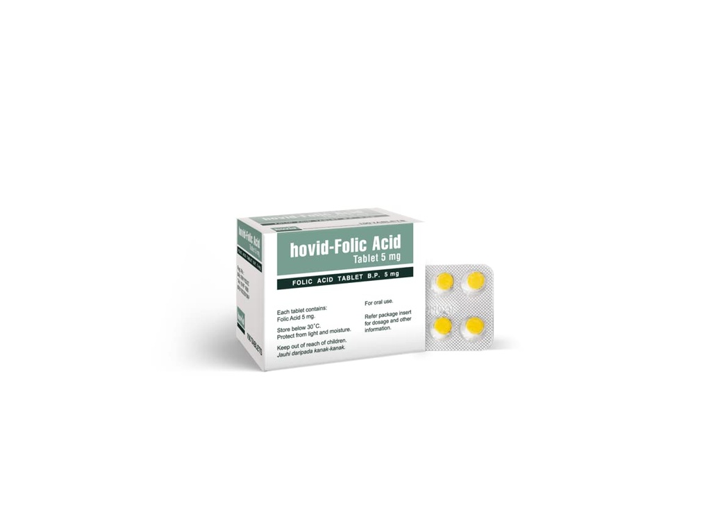 Acide folique HOVIDE 5Mg 100 comprimés (emballage de 3 boîtes de 100 comprimés)