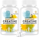 Monohydrate de créatine 8-en-1 avec BCAA & HMB, 5000 mg pour les hommes et les femmes, croustilles de créatine pour les muscles, la récupération, l'endurance et la force, haute absorption, saveur de citron, sans sucre, 180 comprimés