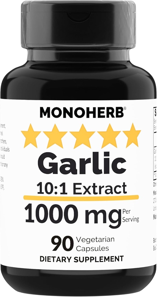 MONOHERB Knoblauch Extrakt 1000 mg - 90 Vegetarische Kapseln