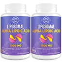 Acide alpha lipoïque liposomique 1500mg - avec acétyl-L-Carnitine 900mg & Ubiquinol 100mg & Vitamine E 15mg,ALA Supplément pour les antioxydants Glucose Métabolisme Nerve Energy,60 Softgels (2 bouteille)