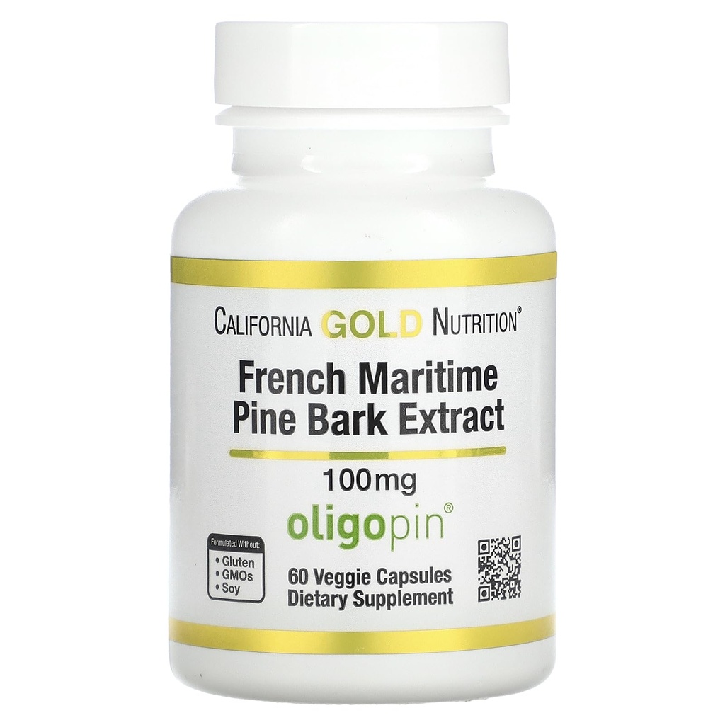 California Gold Nutrition French Maritime Pine Bark Extract, Oligopin, 100 mg, 60 Veggie Kapseln