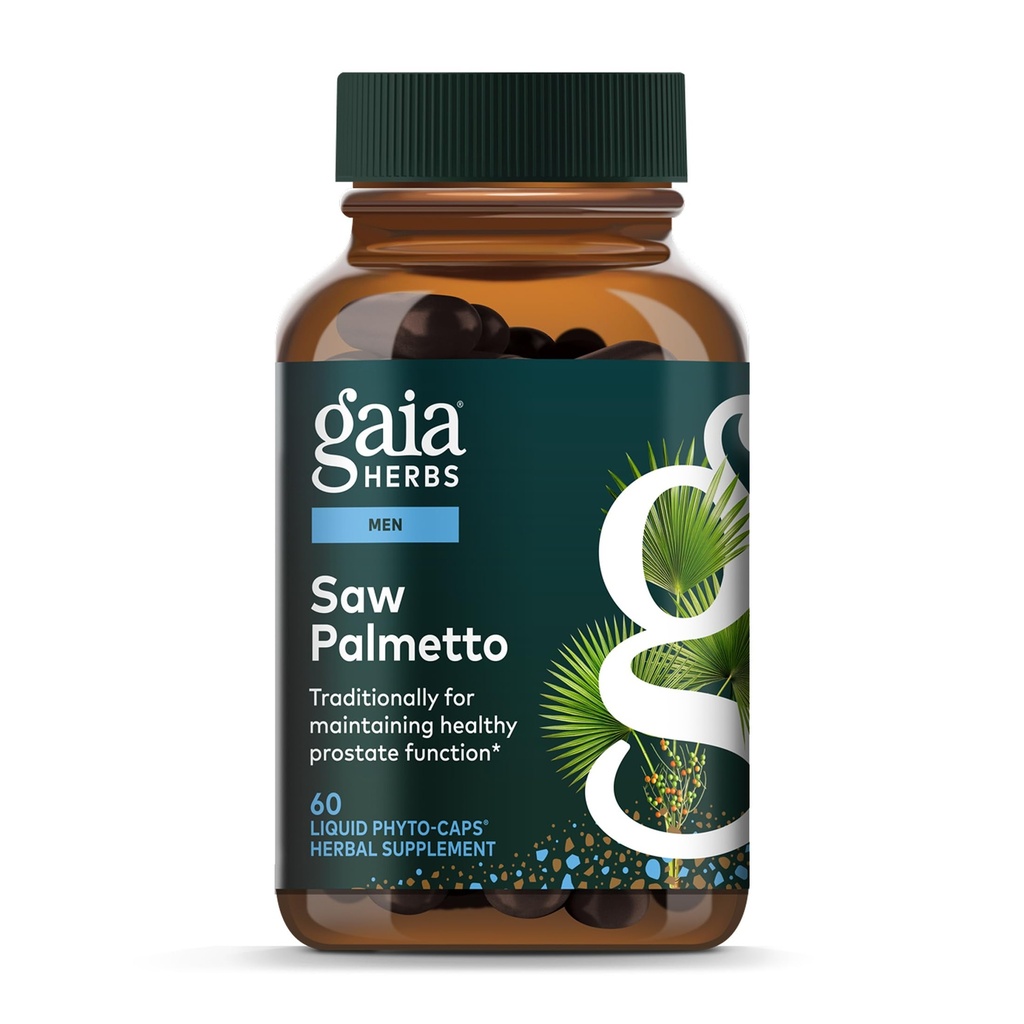 Gaia Herbs Saw Palmetto - soutient la fonction de la prostate saine pour les hommes - contient de la lécithine de graines de palmier et de tournesol pour soutenir la santé des hommes - 60 phytocapsules liquides végétaliens (30 jours d'approvisionnement)