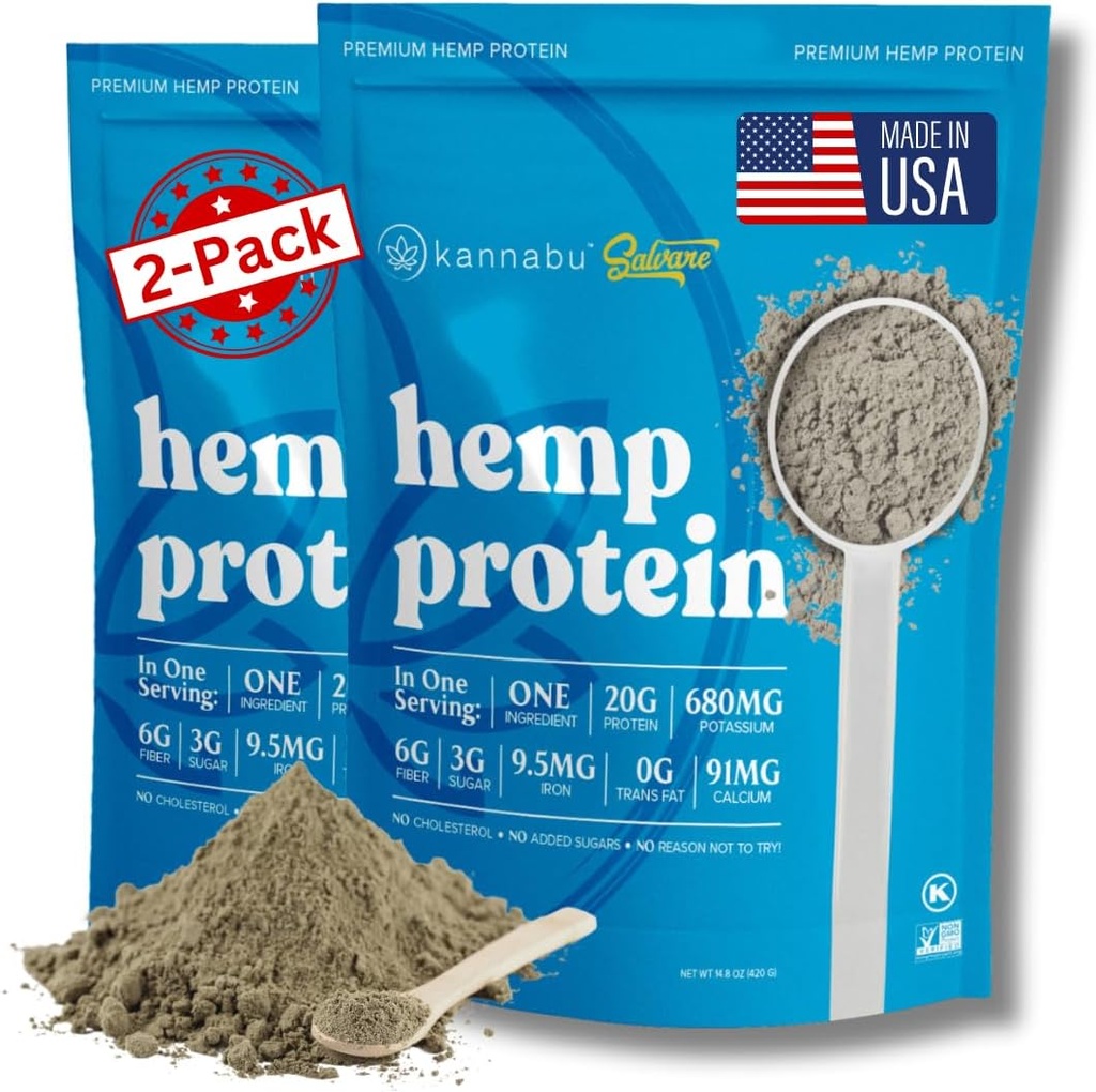 Hanfprotein Pulver | 20G Pflanzenprotein Pro Servieren | Alle natürlichen Faser Eisen Kalium Magnesium Omega 3 6 9 | Hemp Seeds Superfood | Vegan Gluten Free Kosher Keto (14.8 oz - Paket von 2)