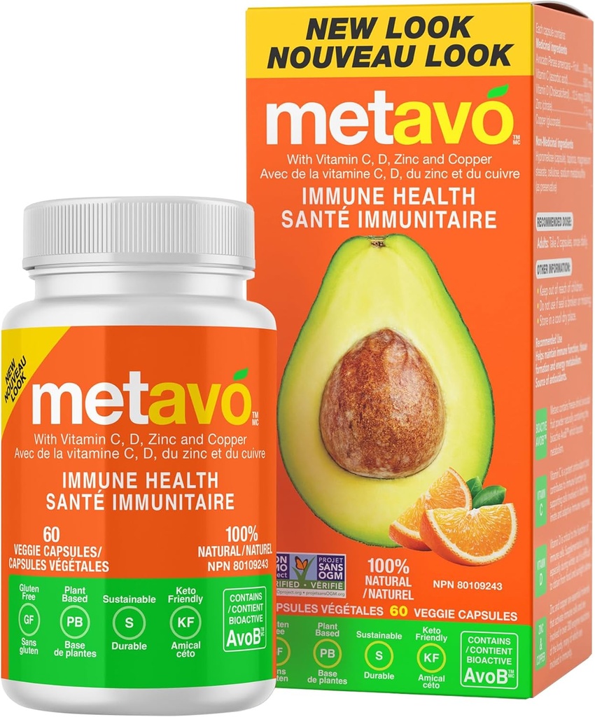 Metavo Immune Health - Natürliche Immununterstützungsergänzung, essentielle Zinkergänzungen für Männer & Frauen angereichert mit Vitamin C, D & Kupfer, 60 Vegan Kapseln, 30 Servierungen