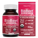 BioBeet® Capsules de racine de betterave à concentration maximale - 21:1 Concentré, chaque portion dérivée de 28 350 mg de betterave biologique - Amélioration de l'absorption avec BioPerine® Extrait de poivre noir (60 capsules)
