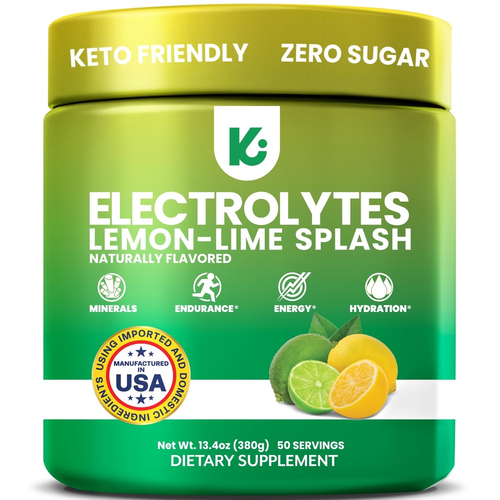 Keppi Elektrolyte Pulver – Lemon Lime Flavor 50 Servierungen – Keine Zucker Hydration Ergänzung mit Kalium, Magnesium, Natrium – Keto, Vegan, Fasting-Friendly, Zero Calorie Elektrolyt Getränk