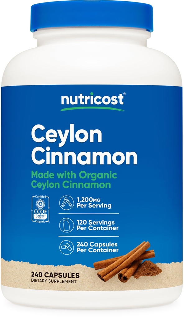 Nutricost Cinnamon Kapseln (240 Kapseln) 1200mg pro Servieren - Glutenfrei