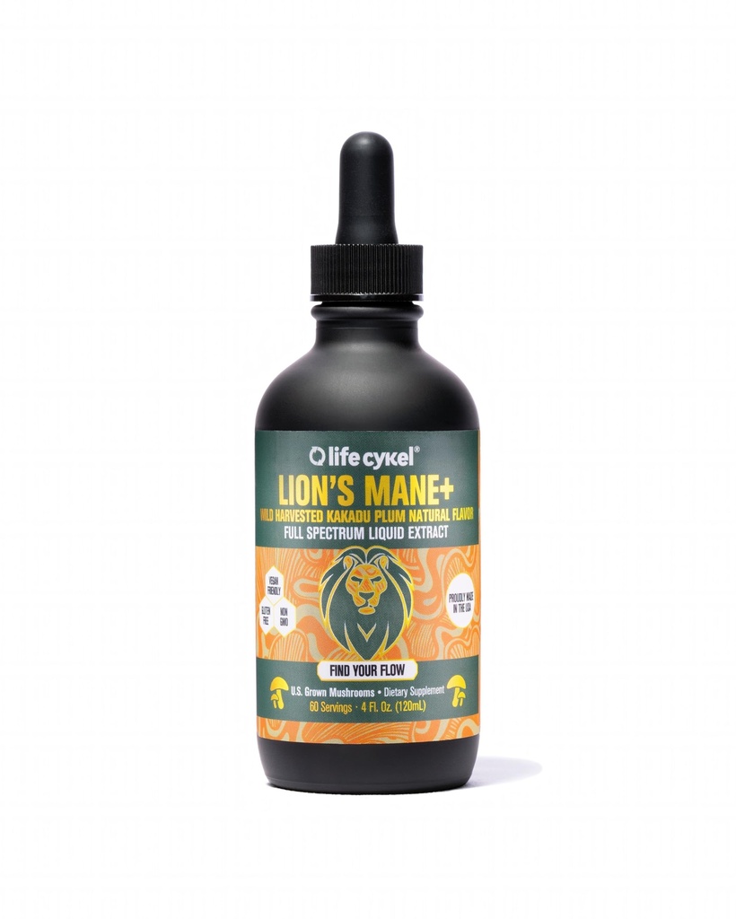 Cykel de vie - Extrait de champignons de la Mane du Lion avec Plum Kakadu - Booster de cerveau Nootropic pour la mémoire, le focus et le sommeil REM - Teinture de champignons organiques non OGM - 4 Fl Oz (60 portions)