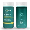 Iwi Omega-3 Essential & DHA Omega-3 Bundle, 30 portions, les algues végétales Omega 3, Krill et huile de poisson alternative, sans arrière-goût de poisson