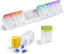Organisateur hebdomadaire de pilules magnétique, amovible boîte à pilules 7 Jour 1 fois par jour, grand voyage cas de pilule, semaine une fois par jour dispensateur de médicaments, porte-conteneur de médicaments pour supplément vitamine, blanc