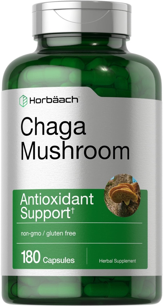 Horbäach Chaga Mushroom Kapseln | 180 Count | Non-GMO & Gluten Kostenlose Ergänzung