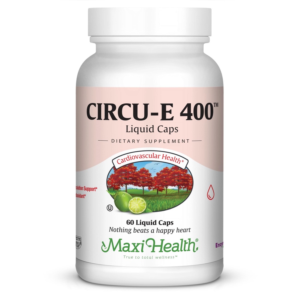 Maxi Health Circu-E 400 UI - Vitamine naturelle E - Soutien du système de défense du corps - 60 capsules - Kosher