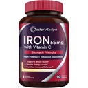 Arzt Rezepte Eisenergänzung 65 mg mit Vitamin C - Maximierte Absorption & Stomach Freundliche Eisen Pillen für Rote Blutzellen Bildung, Herz, Gehirn & Immunität Gesundheit - Vegan Non-GMO 90 Eisen Tabletten