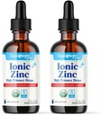 LIQUIDHEALTH USDA Organic Ionic Zinc High Potency Drops - Trace Mineral Liquid Vitamin Supplement für Erwachsene, Kinder - Immun- & Verdauungsunterstützung, Haut & Wound Gesundheit - USA Made, Vegan, Non-GMO (2 Pack)