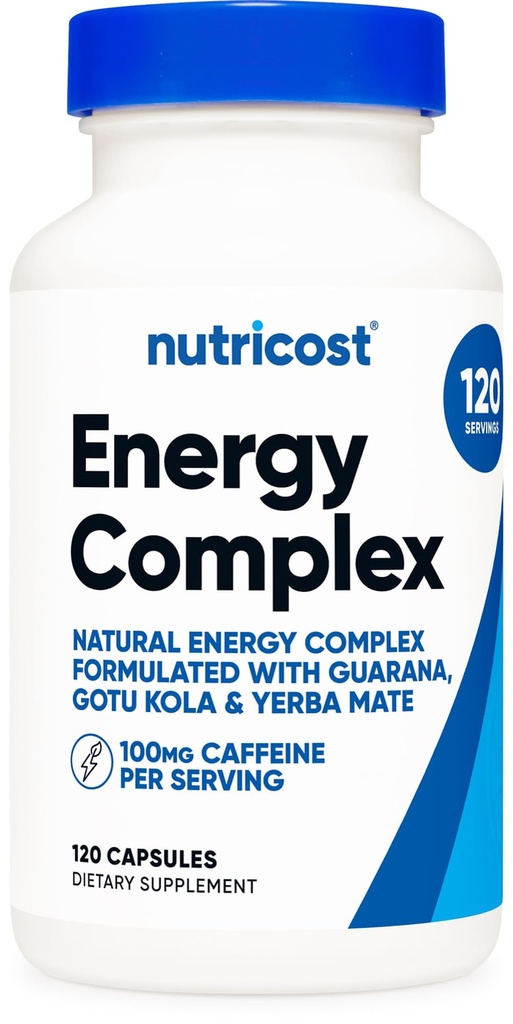 Nutricost Natural Energy Pills Complex 120 Kapseln, 100mg Koffein - Glutenfrei - Non-GMO