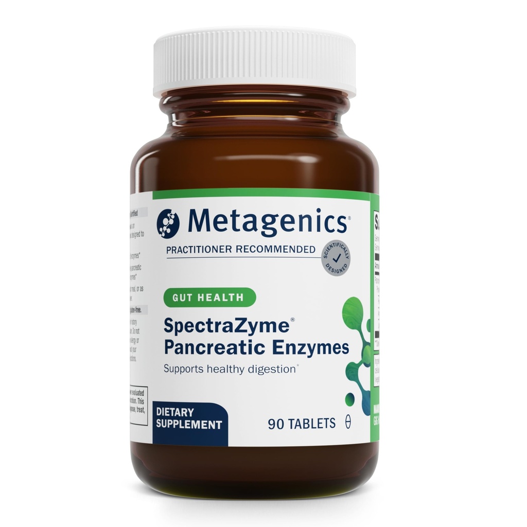 Metagenics SpectraZyme Pancreatic Enzymes - Verdauungsenzym-Komplex für Protein, Fett- und Kohlenabbruch - unterstützt Verdauung, Gasentlastung & Gut Gesundheit* - Non-GMO, Gluten-Free - 90 Tabletten