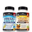 Triple force Omega 3 huile de poisson softgels (2 mois d'approvisionnement) Plus curcumine curcumine avec extrait de poivre noir 1500mg complexe (2 mois d'approvisionnement)