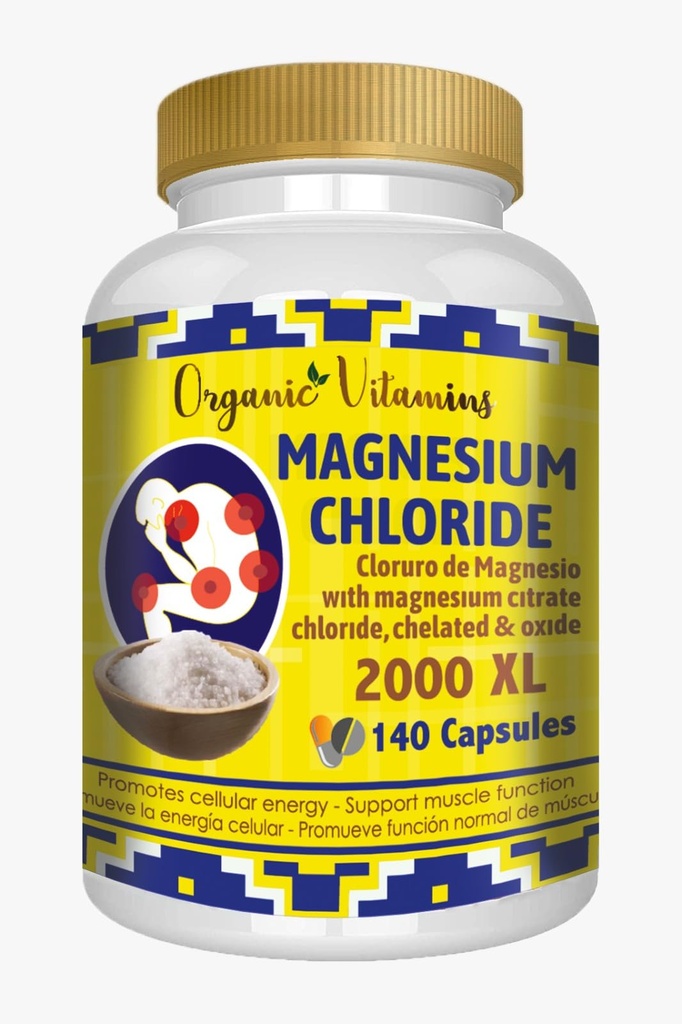 Magnesiumchlorid (cloruro de magnesio) 140 Kapseln - Hohe Absorption Magnesium-Ergänzung mit Citrat, Chelat und Oxide hohe Potenz Mg. leicht zu schwanken, Non-GMO
