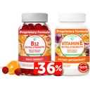 Lunakai Vitamine B12 and Vitamine E Gummies Bundle - 3000 mcg Gummies for Adults Energy Support and Bone Health - 250 mg 1000 iu VIT naturel E Plus C suppléments