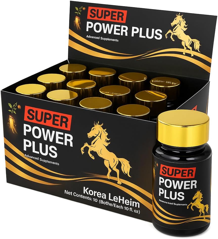 Elestoria Power Plus Super - 10 Flaschen Super Power-Plus Botanical Blend Liquid Supplement (1 FL OZ) Korean Ginseng Extract Ginseng Supplement Natürliche Männer Tonic Ginseng Root Korean Red Ginseng Tropfen
