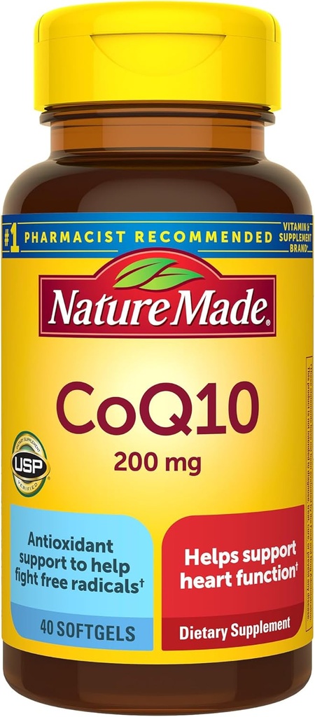 Nature faite CoQ10 200mg, complément alimentaire pour le soutien de la santé cardiaque, 40 Softgels, 40 jours d'approvisionnement