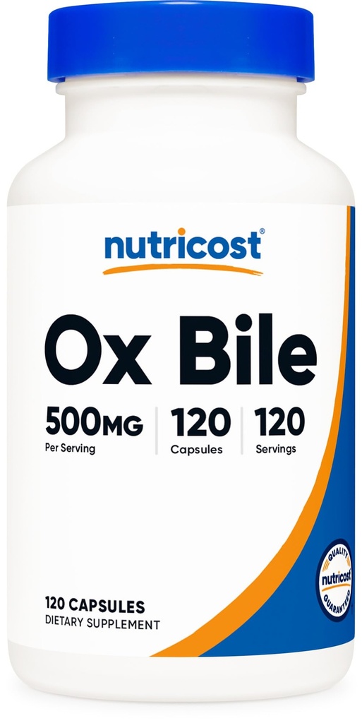 Nutricost Ox Bile Kapseln 500mg pro Servierung (120 Kapseln) - Glutenfrei & Non-GMO