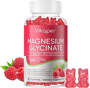 Magnésium Glycinate Gommies sans sucre, supplément de potassium de magnésium avec vitamine D3,B6 au sommeil,Stress,Soulagement musculaire,Nerve soutien de la santé pour les adultes,180 Framboise parfum Gummy