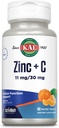 KAL Zinc Plus C, Dissoudre immédiatement la vitamine C et le zinc, Fonction cellulaire et support immunitaire, Absorption optimale, Saveur de Tangerine naturelle, garantie de remboursement de 60 jours, 90 portions, 90 micro comprimés