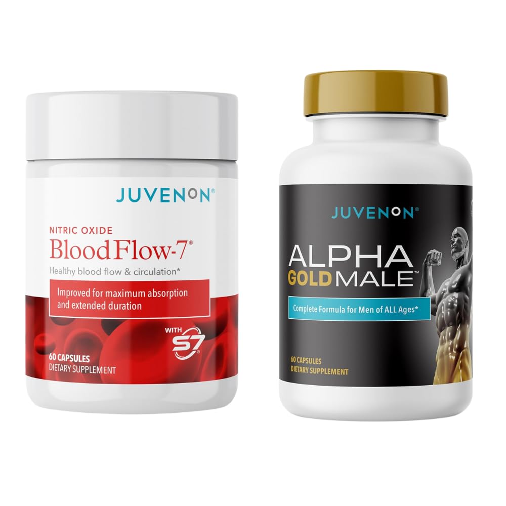 Supplément d'oxyde nitrique Juvenon BloodFlow-7 avec Nitrosigine + Alpha Gold Male
