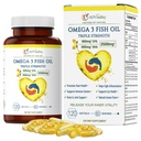Omega 3 Triple Strength EPA DHA Supplement - 2500mg Zitrone geflammt Burpless Fischöl - Hohe Potenz 900mg EPA 600mg DHA unterstützt Zirkulation, Gehirn, Herz, Auge, Haut, Knochen & Gelenke - 120 Softgels