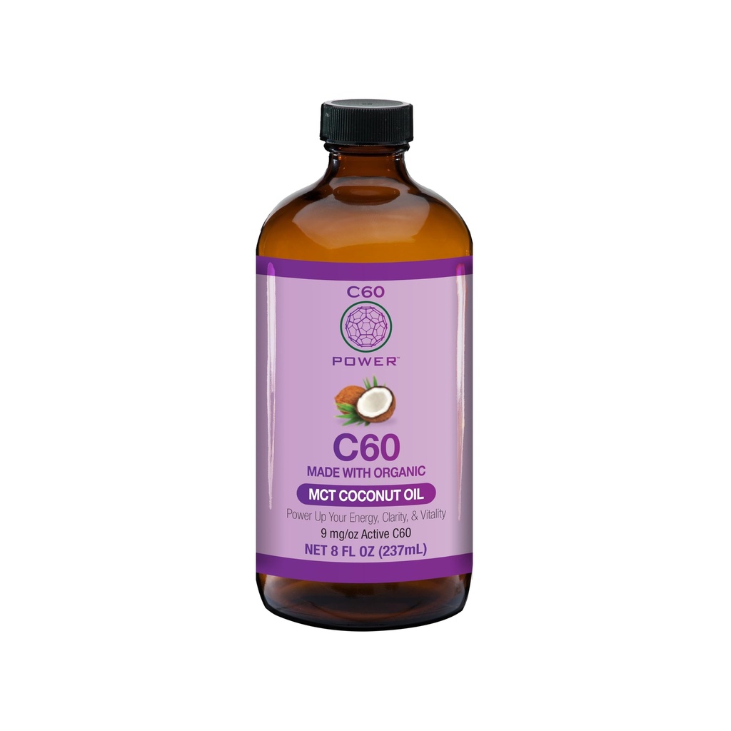 C60 Power - MCT 8-oz.- Bio MCT Kokosöl, 8 Fl Oz, 99,99% reine Carbon Fullerenes, Lift Oxidative Burden, Optimieren Mitochondriale Funktion