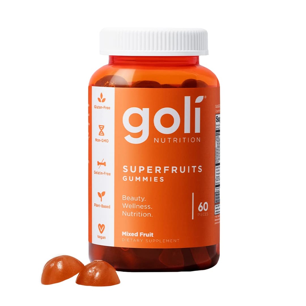 Goli complément nutritionnel, superfruits de beauté vitamine Gummy - 60 Compte - Collagène-Promotion Ingrédients - Fruits mélangés, végétaliens, végétaux, non OGM, sans gluten et sans gélatine