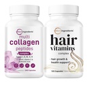 Micro Ingredients Multi Collagen Complex pour les femmes et les vitamines capillaires Capsules complexes Bundle 2 Paquet de Peptides de collagène alimenté par des herbes