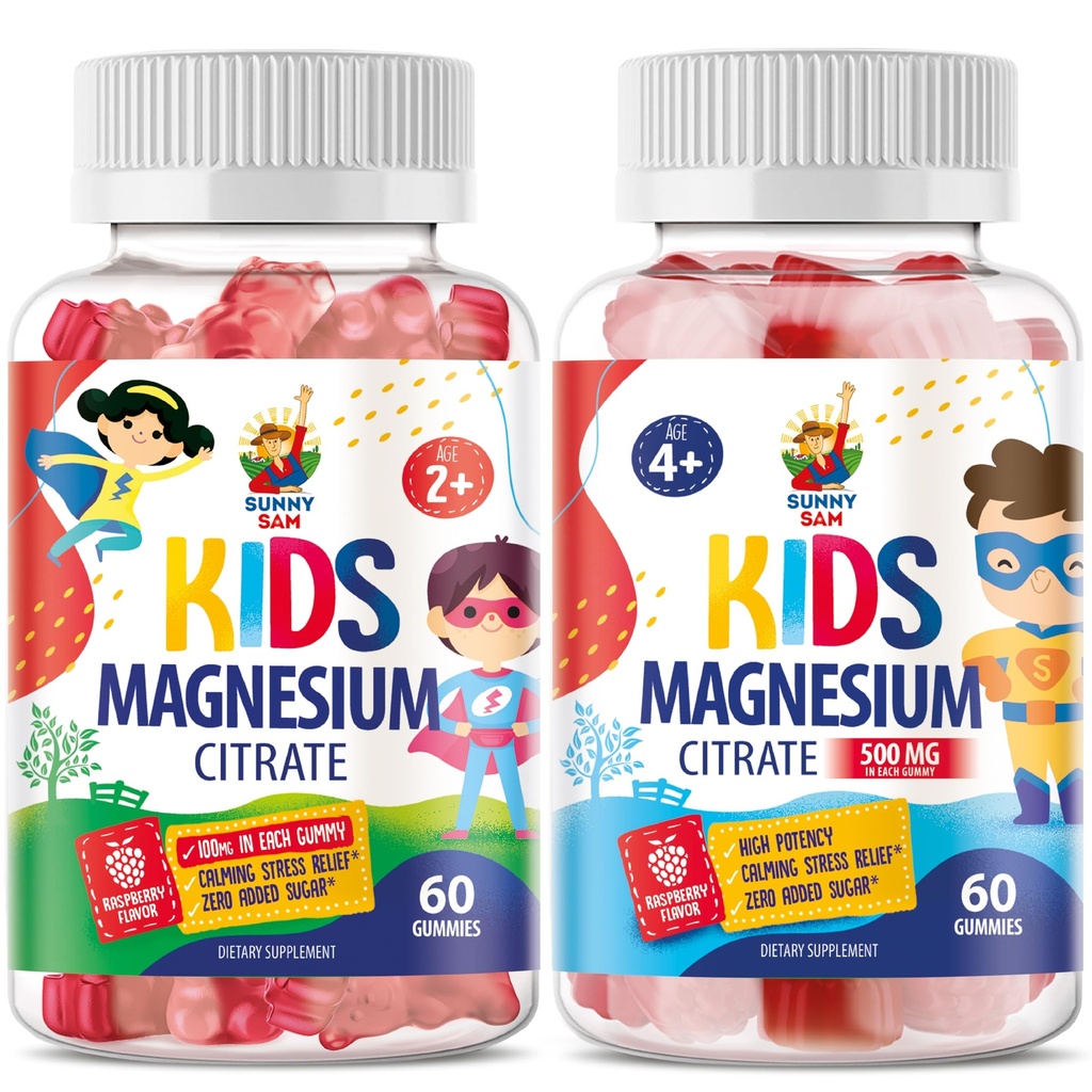 Magnesiumgummis für Kinder & Erwachsene - Kalm Magnesium Kaugummis - Magnesium Citrat Kaubare Ergänzung für Mood & Muskelunterstützung