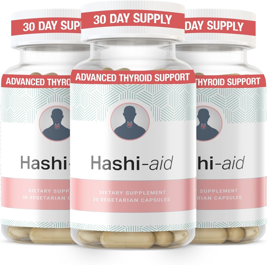 IBDassistTM Hashi Aid Schilddrüse Unterstützung für Frauen und Männer - Schilddrüsen-Ergänzung für Hashimoto's Disease & Hypothyroidism* - mit Ashwagandha, Selen, Zink, essentielle Vitamine & More - 30 Kapseln (3 Packung)