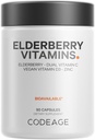 Codeage Elderberry Vitamine - Organic Fermented Elderberry Blend, Vitamin C von Ascorbic Acid & Organic Acerola Kirschen, Vitamin D3, Zink, Sambucus Beeren - 90 Kapseln