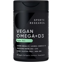 Sportforschung Vegan Omega-3 mit Vitamin D3 Softgels - 1020mg Omega-3 & 5000iu D3 Supplement - Fischöl Alternative mit Vitamin D Pflanzenbasierte Unterstützung von Algae Öl - 60 Veggie Softgels für Erwachsene