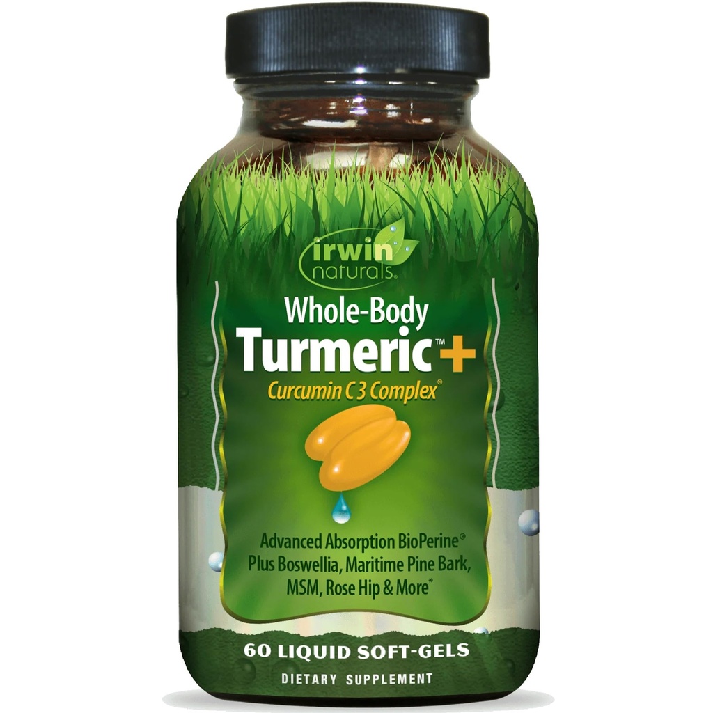 Irwin Naturals Ganzkörper Turmeric+ - 60 Liquid Softgels - BioPerine Complex Enhanced Absorption - 30 Total Servings