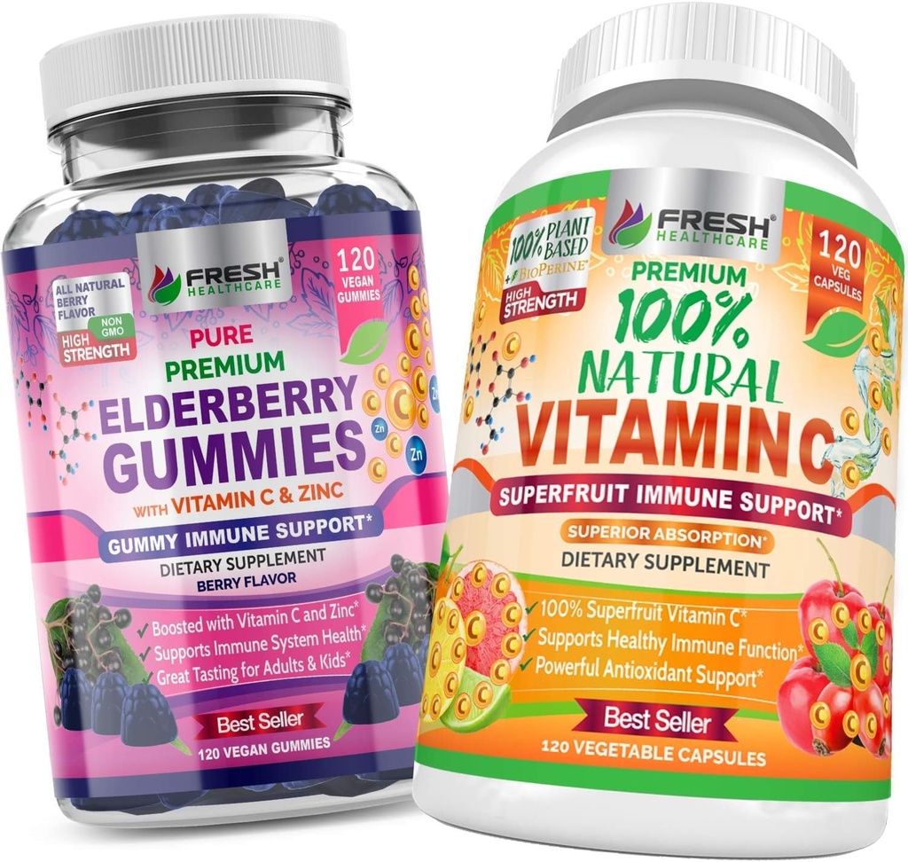 Elderberry Gummis und natürliches Vitamin C - Bundle