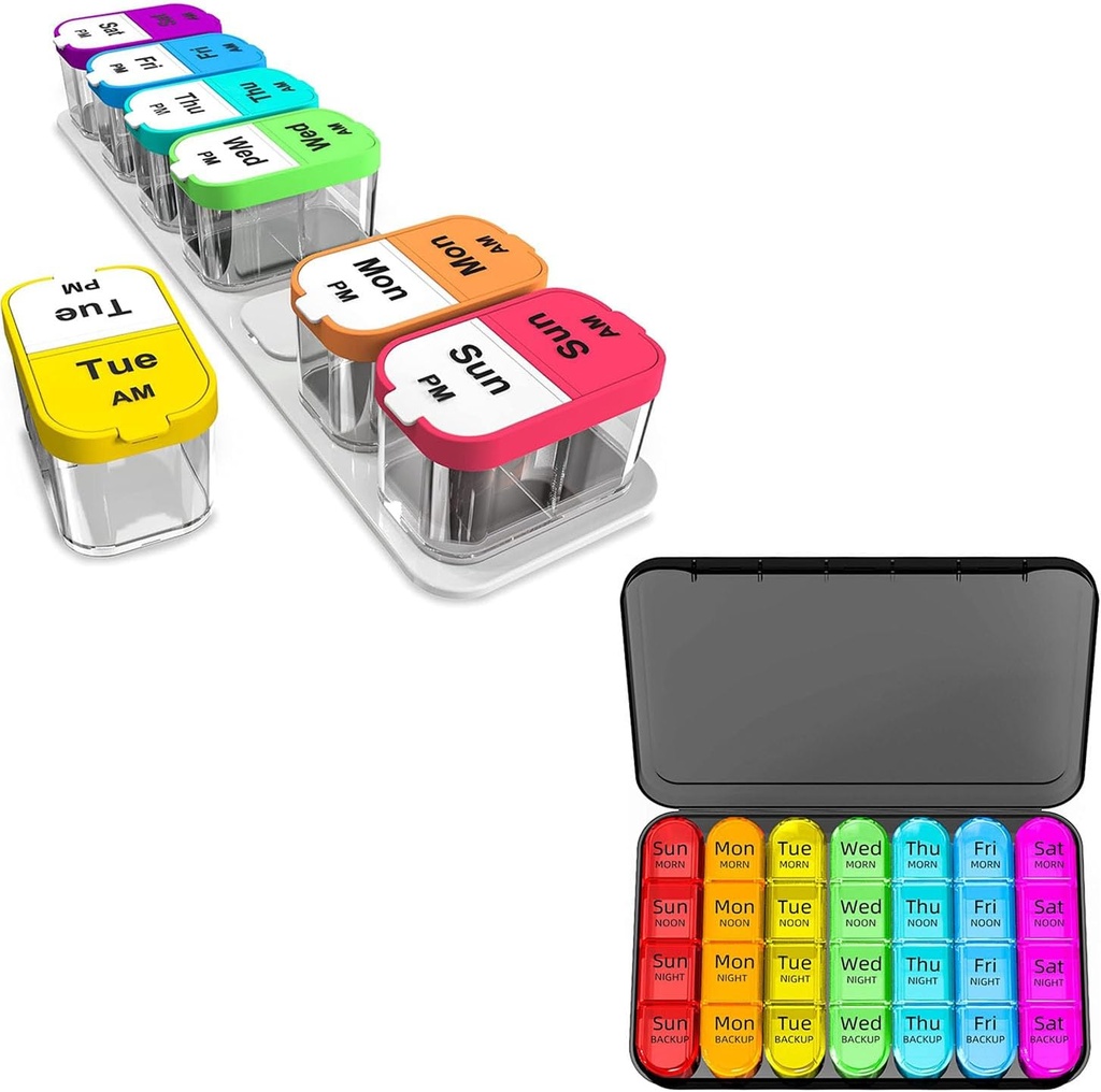 Odaro Extra Large Pill Organisateur & Weely Pilll Organisateur 4 fois par jour - Couleur