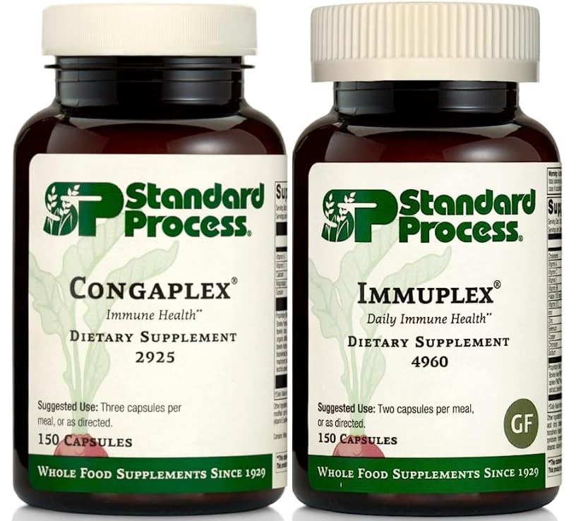 Standard Process Immun Support Bundle - Immuplex & Congaplex Supplement Set - Nahrungsergänzungsmittel für Immunsystem Health Support - Glutenfreie Ergänzungen mit Ribonukleinsäure & Vitamin C