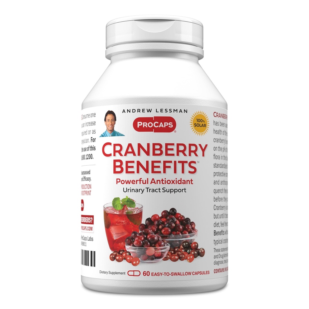 ANDREW LESSMAN Cranberry Benefits - 60 Kapseln - Unterstützt Blasen, Nieren und Harnwege Gesundheit. High Potency Standardisierte Extrakte von Cranberry Fruit, Small Easy to Swallow Kapseln