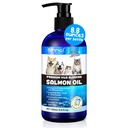 Huile de saumon de l'Alaska pour chiens et chats (8,8 oz) - Huile de poisson d'Oméga 3 pur avec acides gras oméga 6, EPA et DHA - Anti-inflammation pour chiens peau et manteau - Articulation naturelle, Immune, Brian et supplément cardiaque