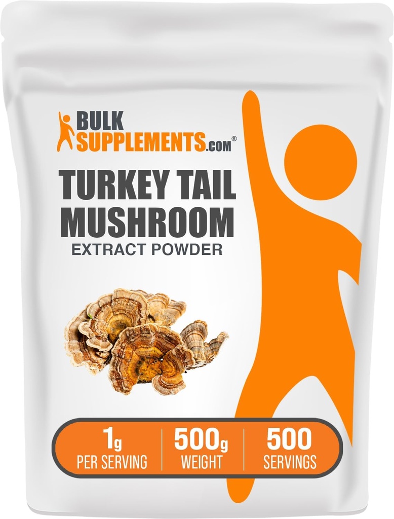 BulkSupplements.com Türkei Tail Mushroom Extract Powder - Coriolus Versicolor Extract, Pilzergänzung - Vegan & Glutenfrei, 1g pro Servierung, 500g (1.1 lbs) (Pack von 1)