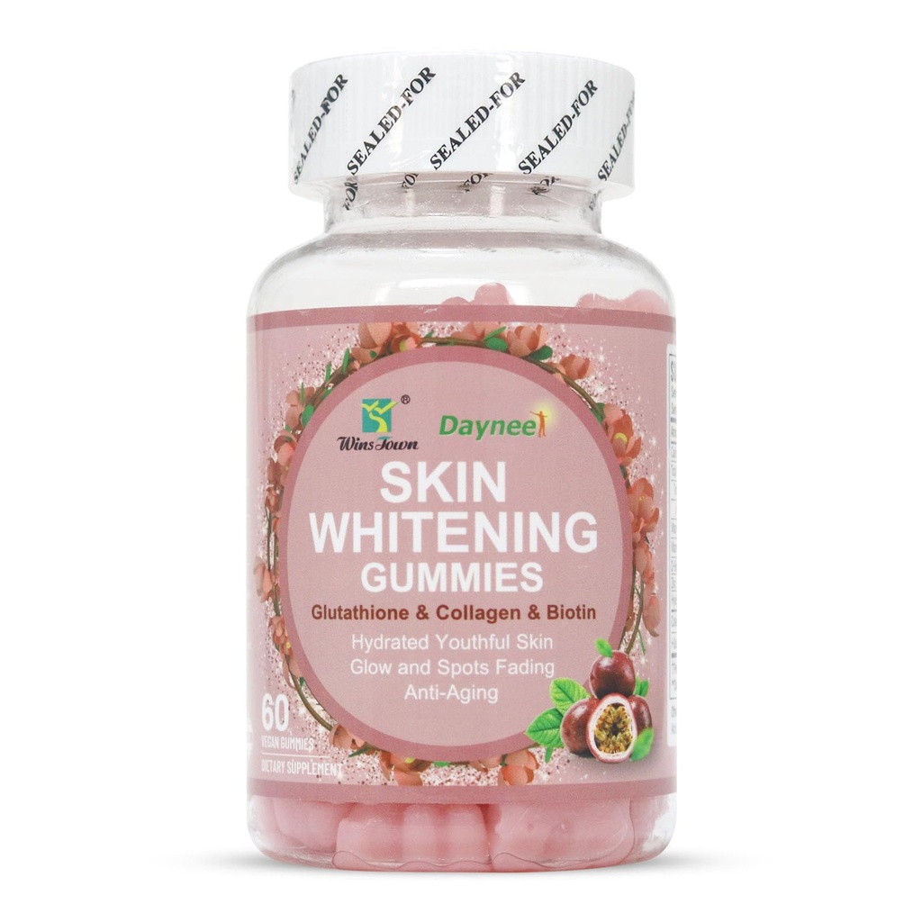 Haut Whitening Gummis, mit Glutathione, Kollagen und Bioth, Hydrated Youthful Skin, Glow and Spots Fading, Anti-Aging, 60 Count