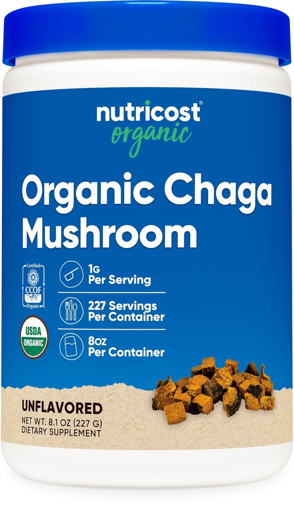Nutricost 100% Bio Chaga Pilzpulver 8oz (227 Servierungen) - zertifiziert USDA Organic, Gluten Free & Non-GMO
