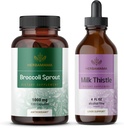 HERBAMA Broccoli Sprout und Milchdistel Kit - Bundle von 1000 mg Broccoli Sprout Kapseln & Milchdistelextrakt 4 fl oz - Vegan, Non-GMO, Zucker & Alkoholfrei - 2 Pack