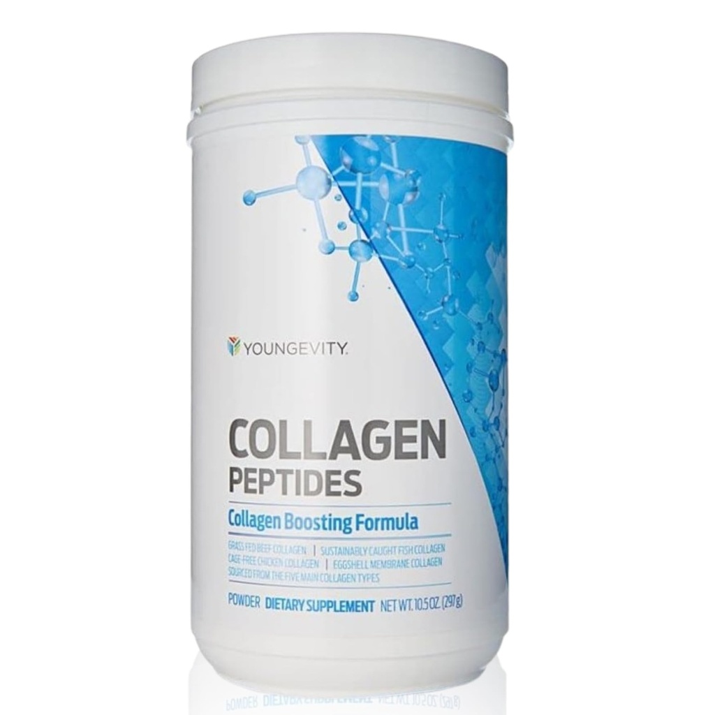 Youngevity Multi-Collagen Peptides Pulver mit Fulvic Powder – Hydrolysed Grass-Fed, Marine, Huhn, & Eggshell Membrane Collagen – Haar, Haut, Nägel, Gelenk, Knochenunterstützung – I, II, III, V, X – 11.4 Unze